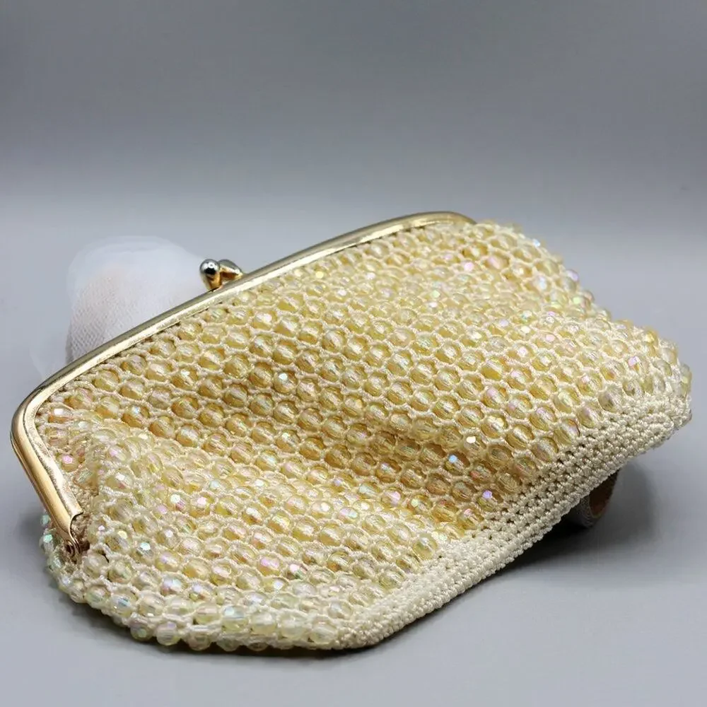Amazing Vintage Man Made Beaded Clutch Made in Hong Kong Intricate Design